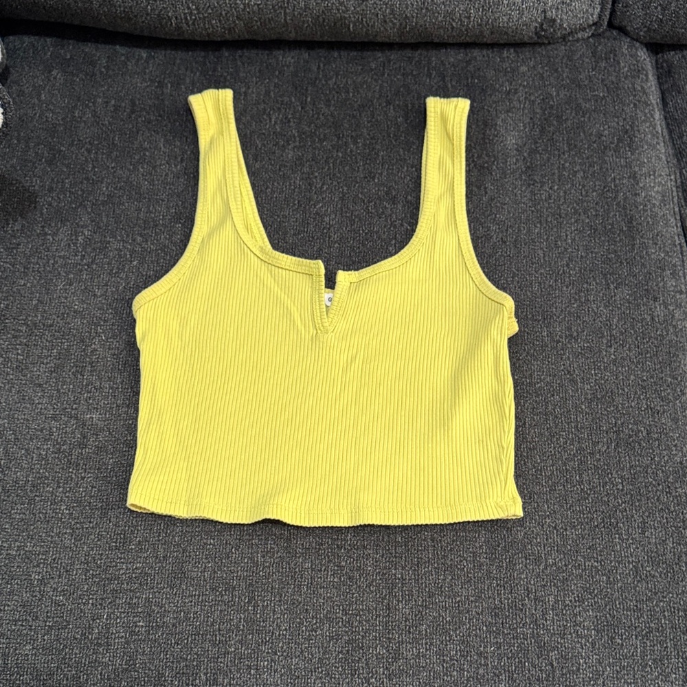 Garage Yellow Ribbed Tank Top